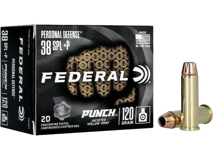 Get Federal Personal Defense Punch 38 Special +P Ammo 120 Grain Jacketed Hollow Point 200 Online for sale